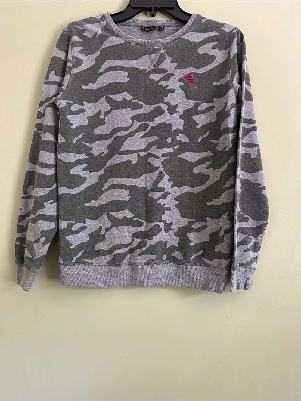 Beckaro Boys Camo Crewneck Sweatshirt Grey/Green Camouflage Pullover Size M/168